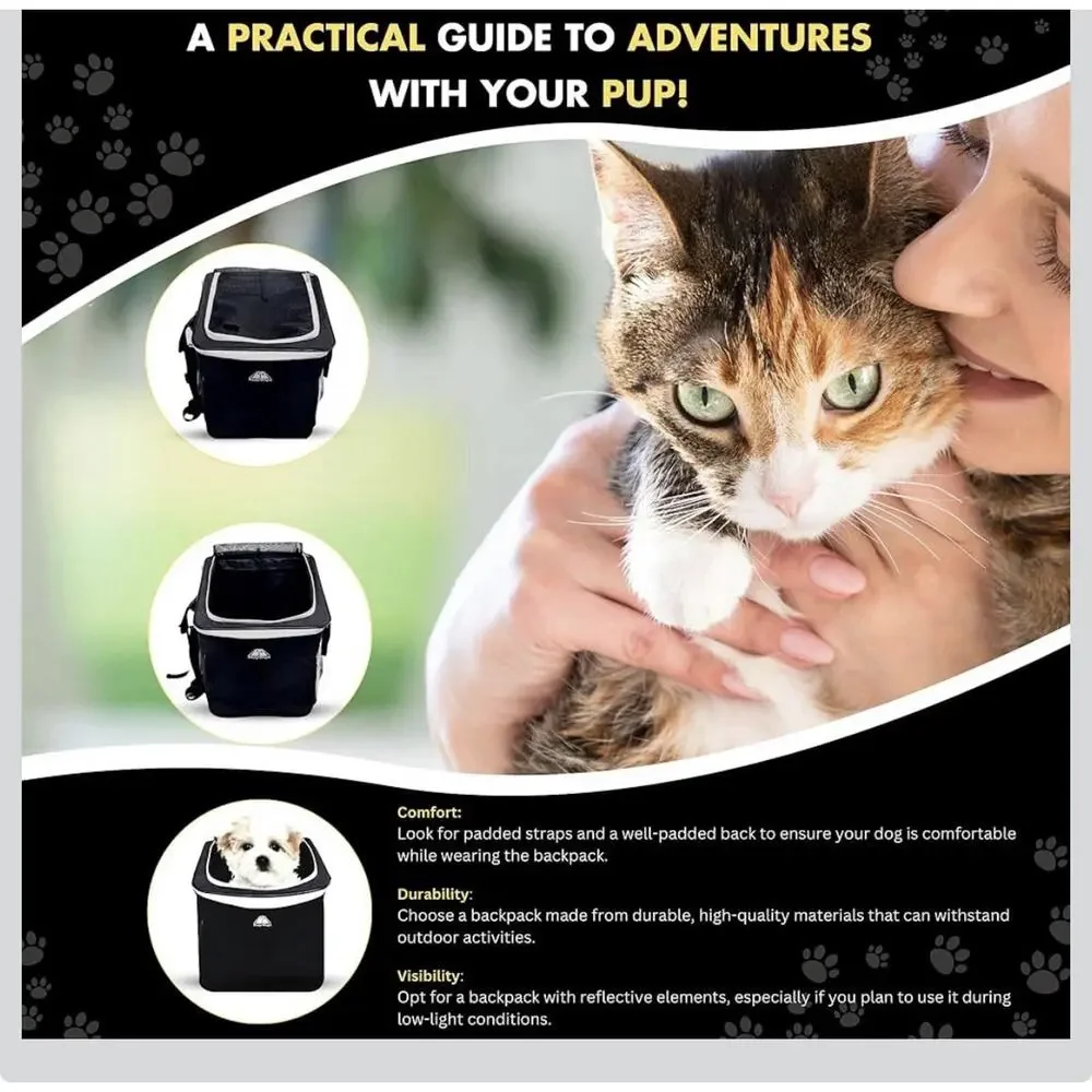 Easywayz Pet Backpack Carrier For Travel / Hiking Dog / Cat Black New